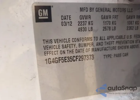 2012 Buick Lacrosse Premium 2 Group from USA, damaged, VIN 1G4GF5E35CF297373